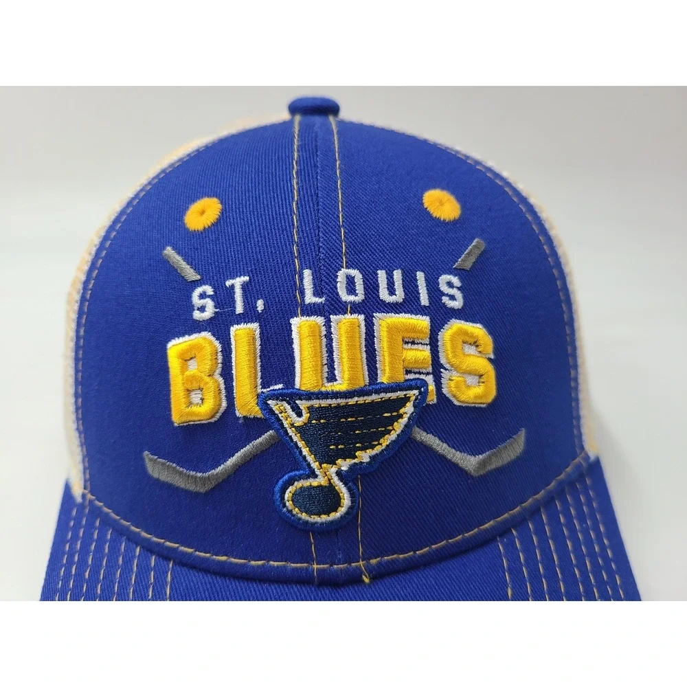 Kids 4-7 St Louis Blues Mesh Trucker Snapback Hat Cap Boys NHL Hockey Blue White